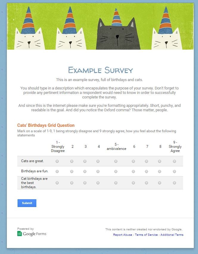 google docs survey collect information