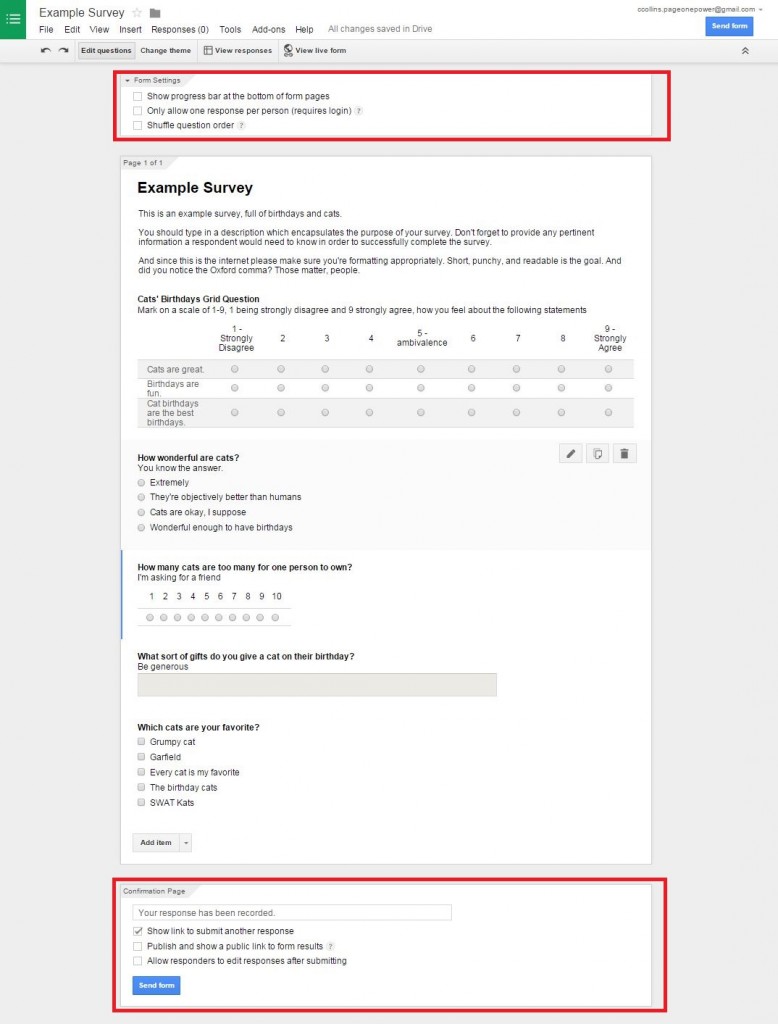 google docs survey checkbox extension